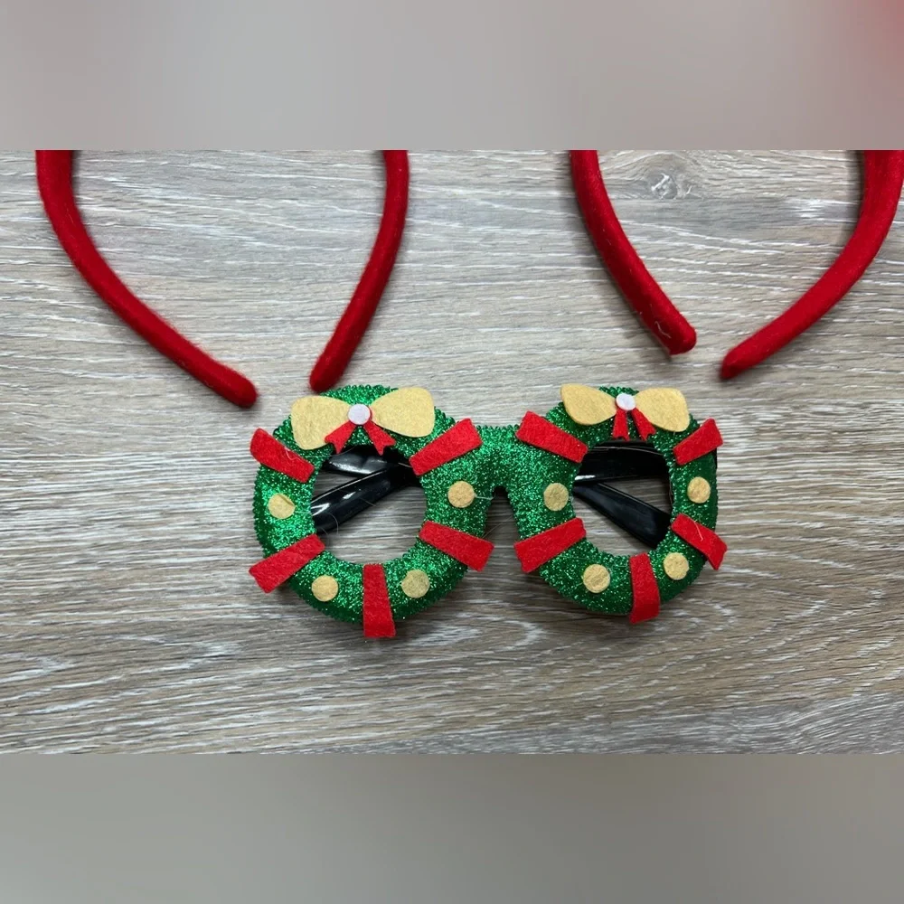 Brand new- 2 Holiday Headbands & 1 Pair of Glasses